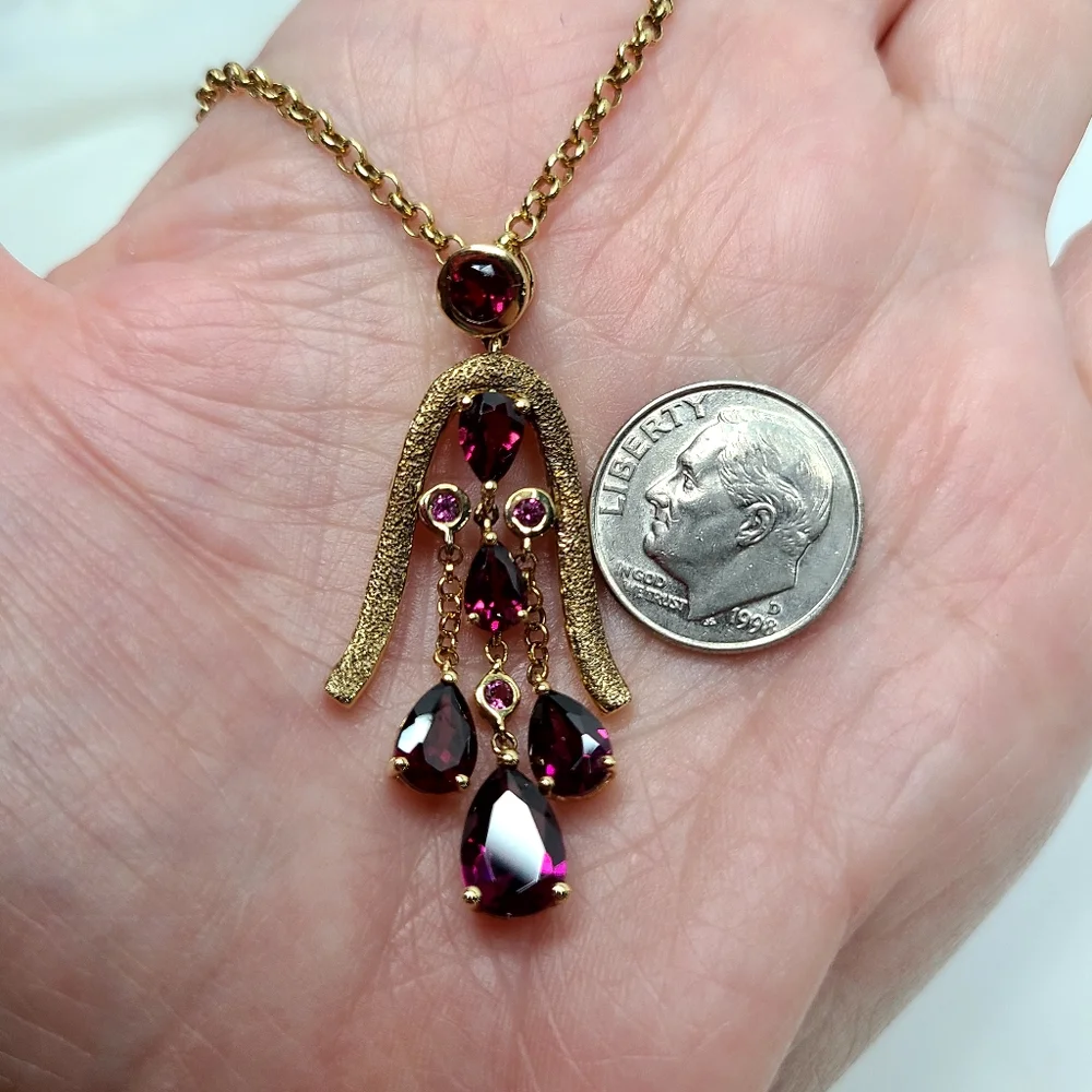Garnet Tassel Pendant Necklace